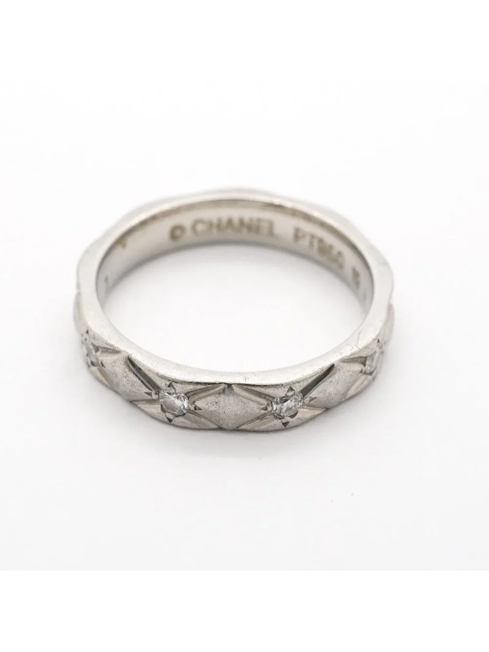 Chanel Ring Quilted Full Diamond Platinum
